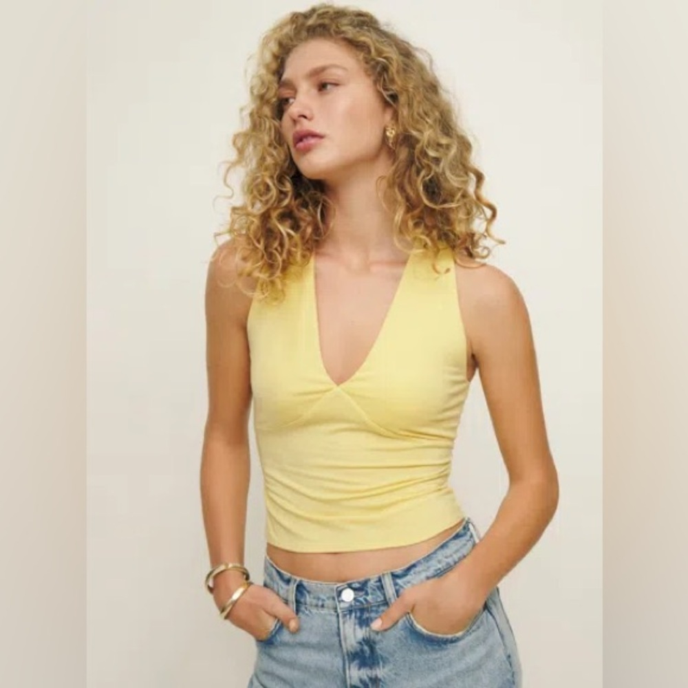 Reformation Bowie knit top in sunshine / size XS